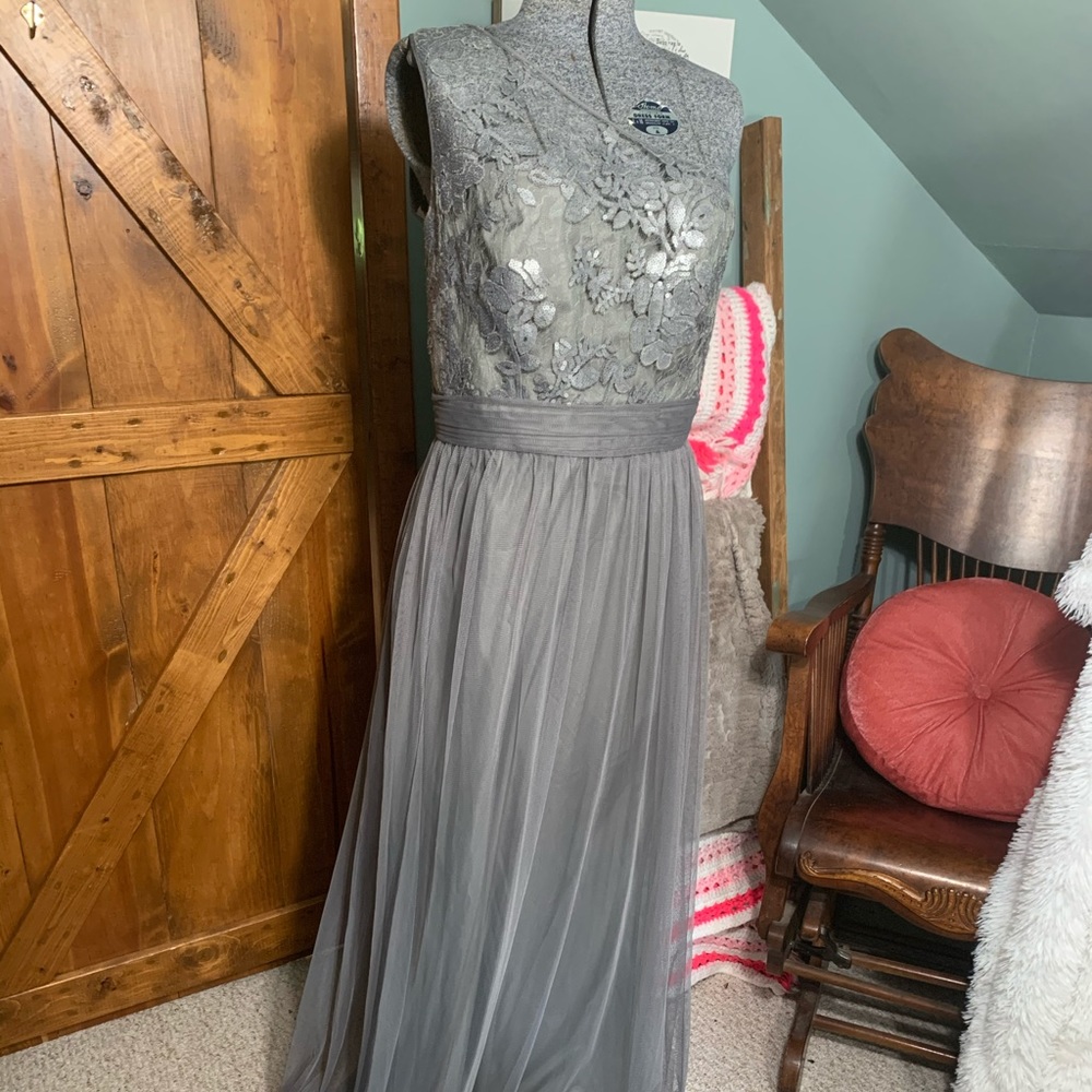 Amsale Ashlynn sequin illusion neck dress